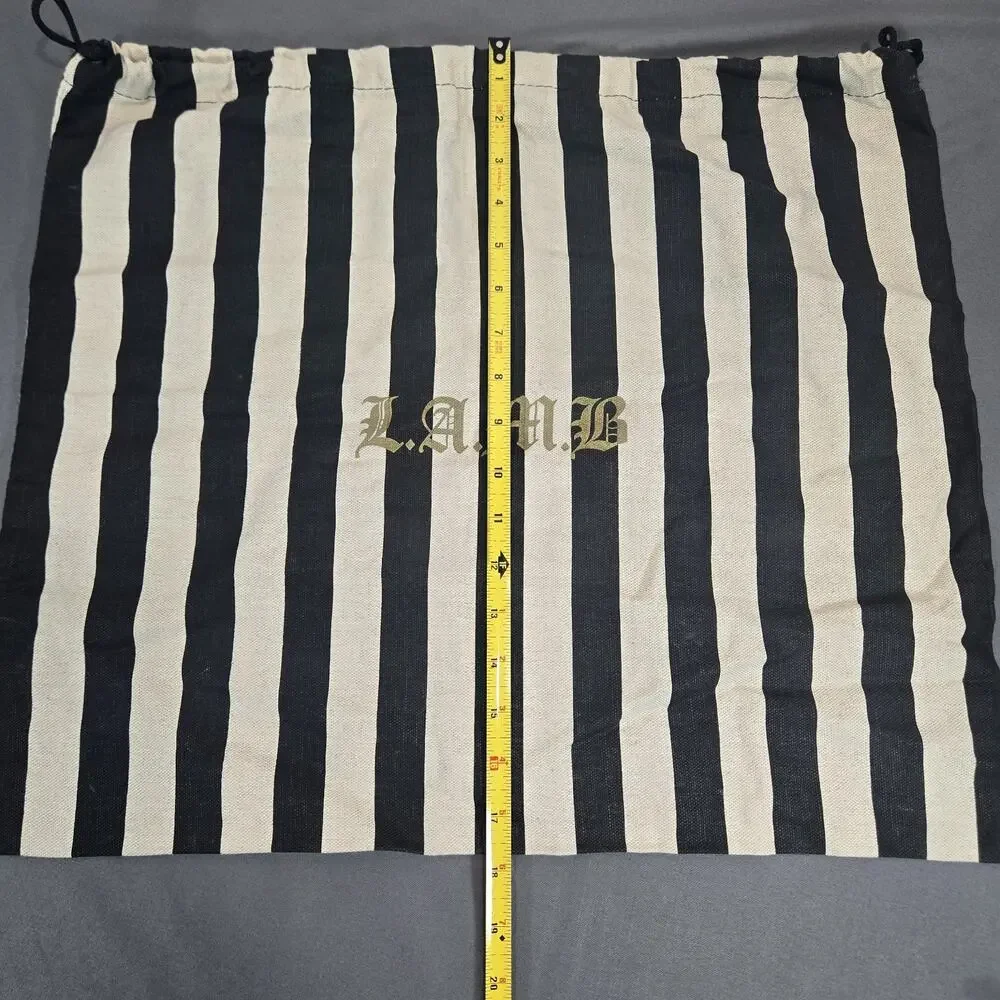 LAMB Gwen Stefani Black White Stripe Drawstring Dust Bag Canvas 18x20
